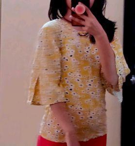 Yellow Cotton Casual Wear Top