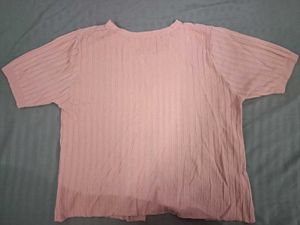 Pink Ribbed Button-Up Top