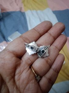 92.5 Silver Green Stone Earrings
