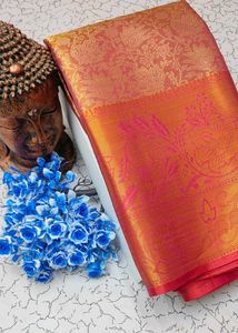 Orange Banarasi Silk Saree