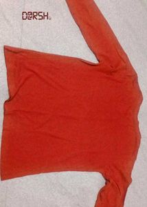 Red Long Sleeve Top with Detail
