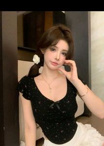 Black Floral Scoop Neck Top