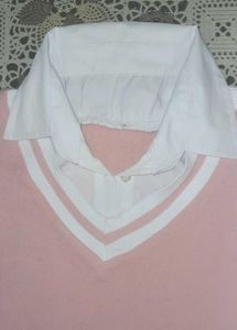 Pink V-Neck Korean Top