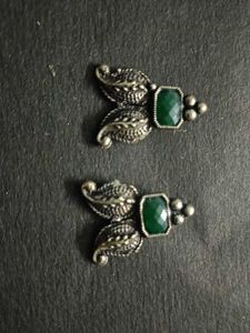 Green Silver Oxidised Necklace Set