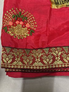 Red Embroidered Saree