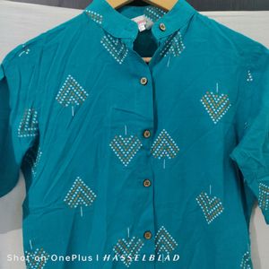 Teal Printed Kurti