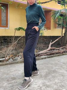 High Waist Korean Trouser Midnight Blue