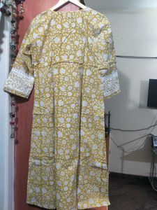 Bunaai Yellow White Block Print Suit Set