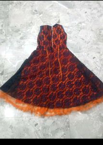 Orange &amp; Black Lace Dress 💃✨