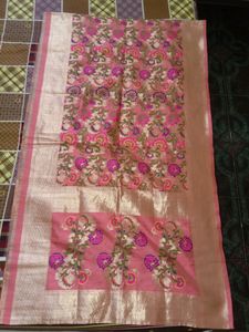 Pink Banarasi Silk Duppata