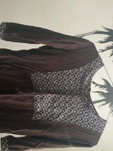 Brown Tunic with Silver Embroidery