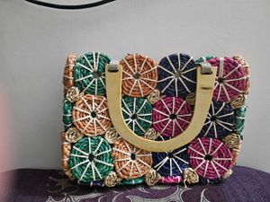 New Jute And Bamboo Hand Bag