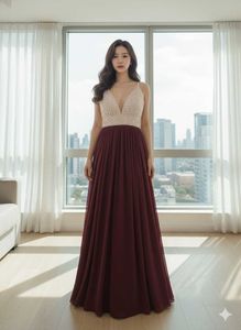 Elegant Maroon Evening Gown