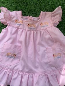 Baby Pink Dress With Hand Embroidery