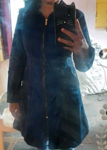 Denim Dress with Zipper And Front Slit