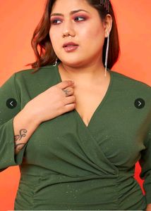 Green Ruched Bodycon plus size  Dress