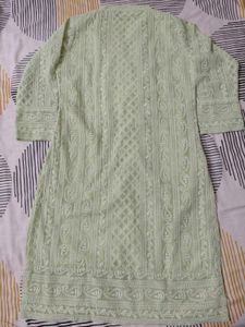 Pista Green Embroidery Kurti