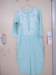 Elegant Aqua Embroidered Kurta