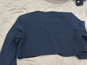 Crop open blazer with pearls