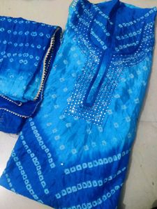 Blue Bandhani Print Salwar Kameez Set