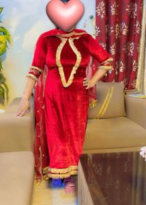 Red Velvet Salwar Kameez Suit