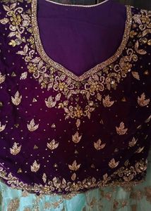 Beautiful Pastel Green Lehnga With Wine Blouse