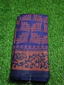 Copper Printed Chanderi Cotton Saree