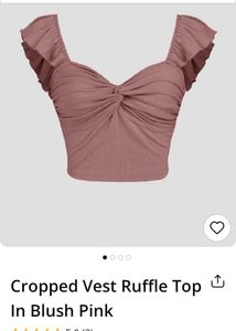 ruffle crop top In Blush Pink Color