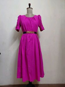 Fushsia Pink Midi Dress
