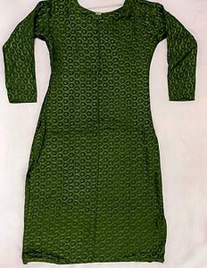 Festive Green Lace Kurti – Ethnic Elegance