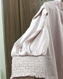 Elegant Blush Pink V-Neck Blouse