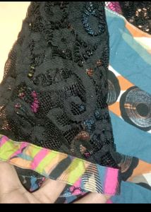 Abstract Print Top with Lace Detail