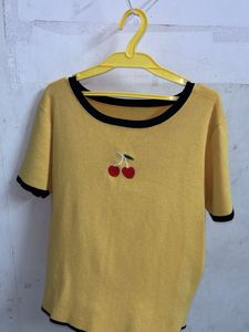 Cute Cherry Embroidered Tee