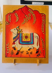 Decorative Kamdhenu Cow On Canvas