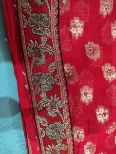 Full Work Red Saree For Women