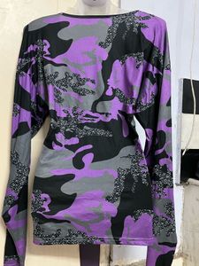 Purple Camo Long Sleeve Top