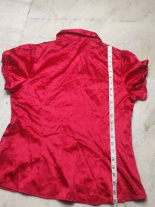 Papaya Red Satin Blouse