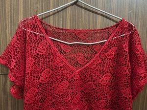 Red Crochet Cover-Up Dress
