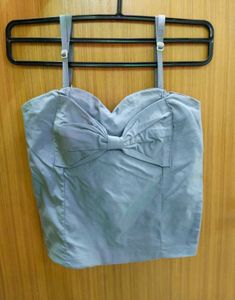 Cute Bow Grey Crop Top