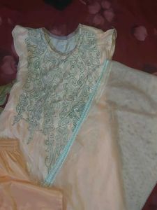 Orange Half Sleeves Frock Suit