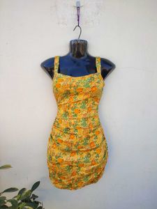 Urban Outfitters Claira Ruched Mini Bodycon Dress