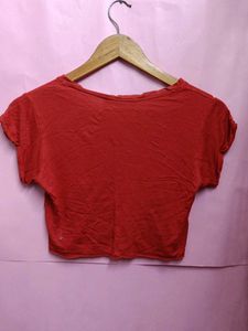 Red Graphic Crop Top