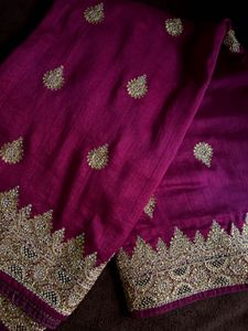 Elegant Maroon Embroidered Saree