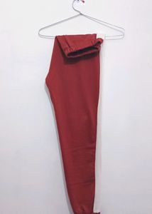 Brick Red Joggers with Black Short Polo Shirt