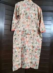 Women Peach Cotton Printed Kurta Set