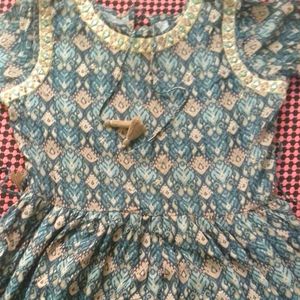 Girls' Blue Print Dress