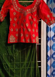 Red &amp; Gold Embroidered Saree