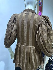 Brown Puff Sleeve Top (without Belt)