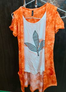 Orange White Top