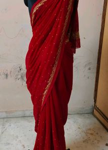 hand work 😍💯 red ♥️ Georgette ✨ Saree